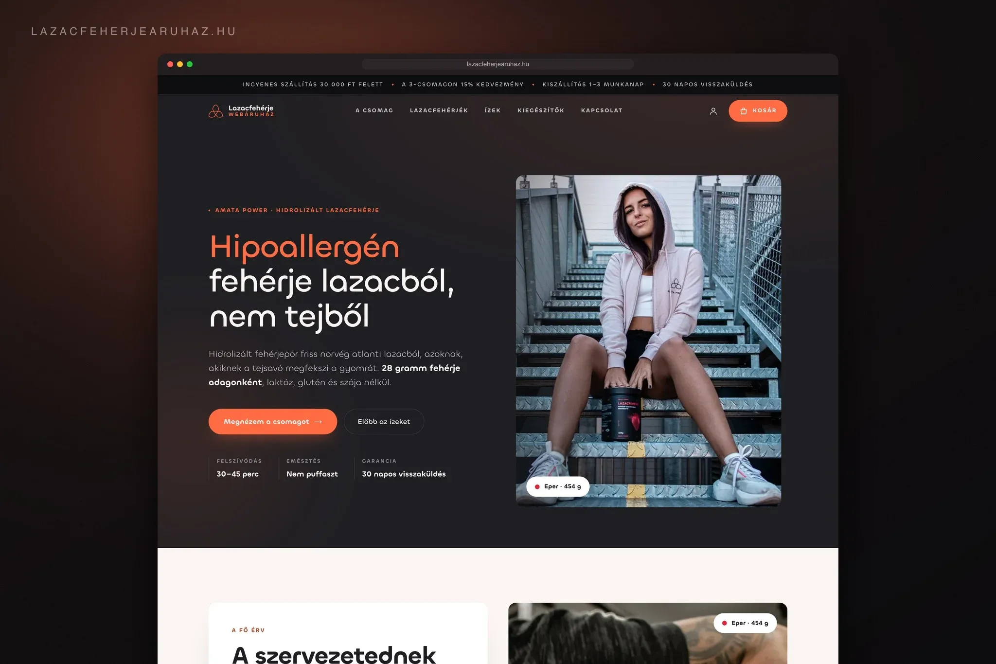 Lazacfehérje Áruház weboldal