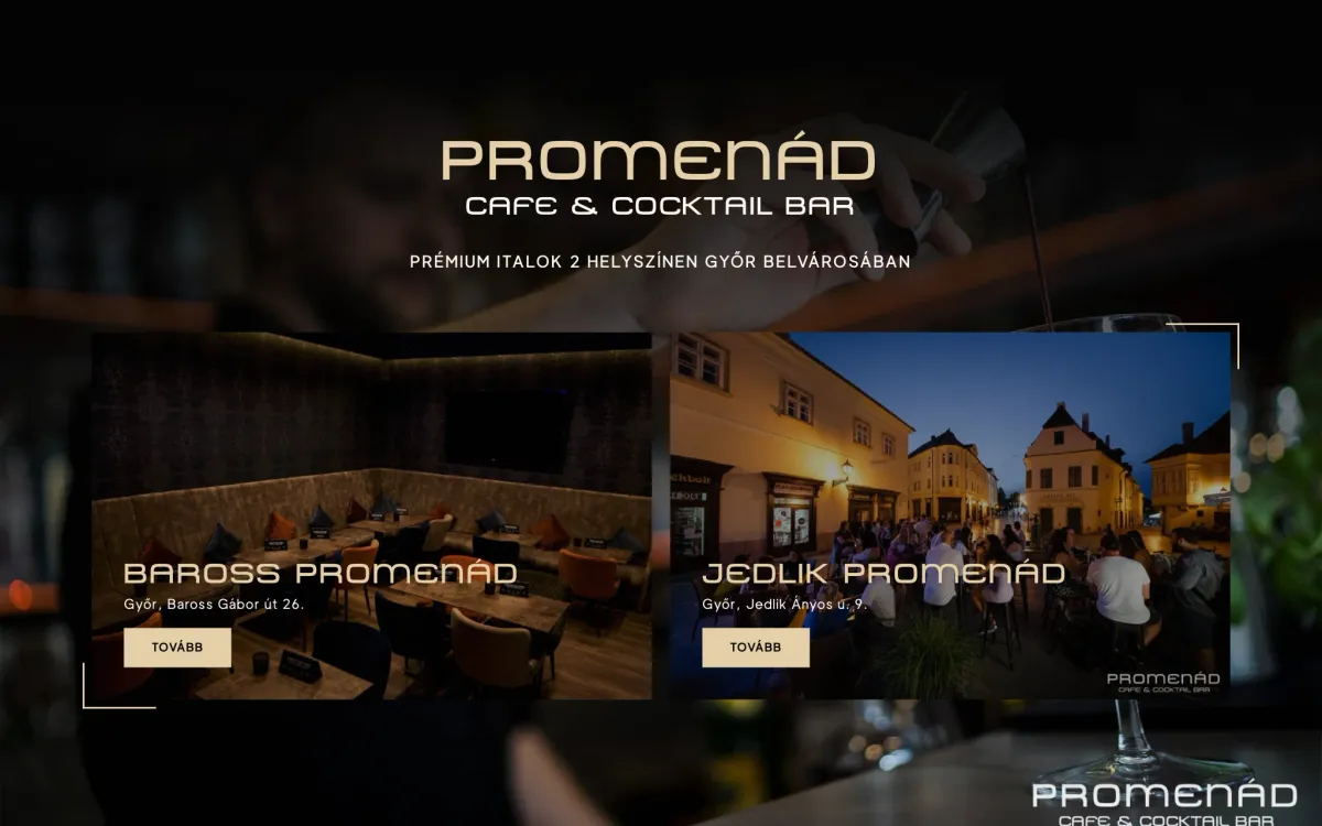 Promenád Cafe & Cocktail Bar — Koktélbár Győr belvárosában