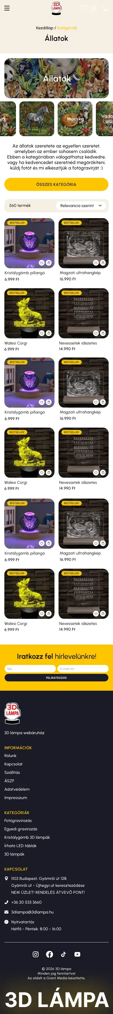 3D Lámpa: Kategória, mobil terv