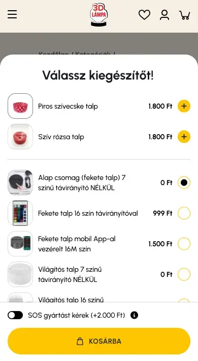 3D Lámpa: Kiegészítő-választó, mobil terv