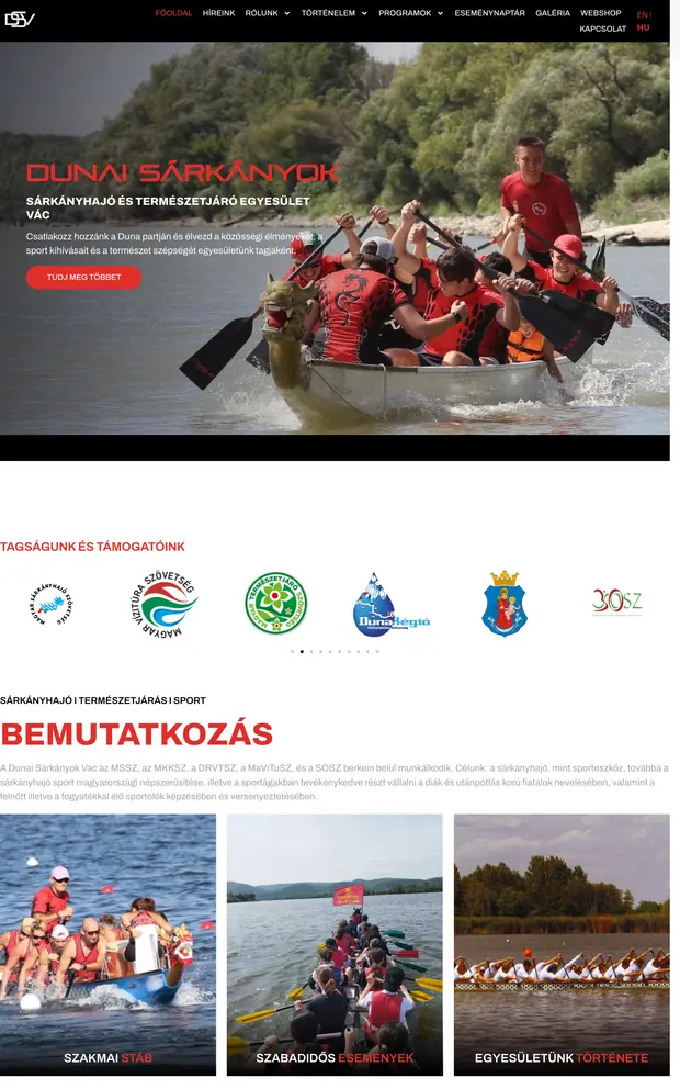 Dunai Sárkányok Vác weboldala