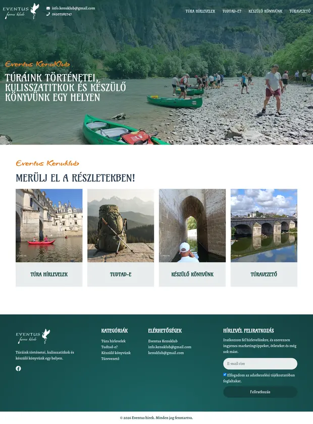 Eventus Kenuklub weboldala