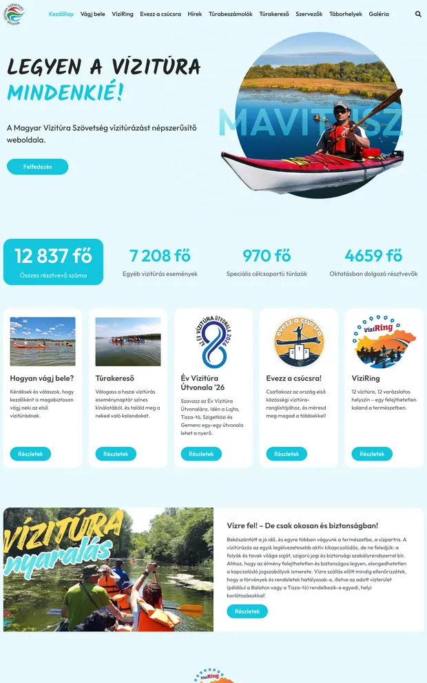 Magyar Vízitúra Szövetség weboldala